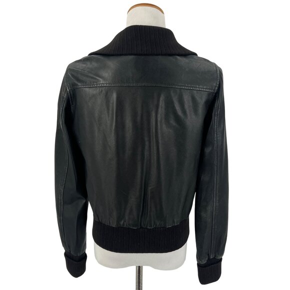VINTAGE Y2K GAP Black Distressed Leather Bomber Jacket | Grunge Moto Streetwear - Picture 11 of 16